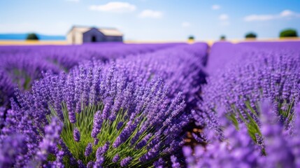 The view of the lavender flower field plant in bloom is very beautiful for background, and wallpaper