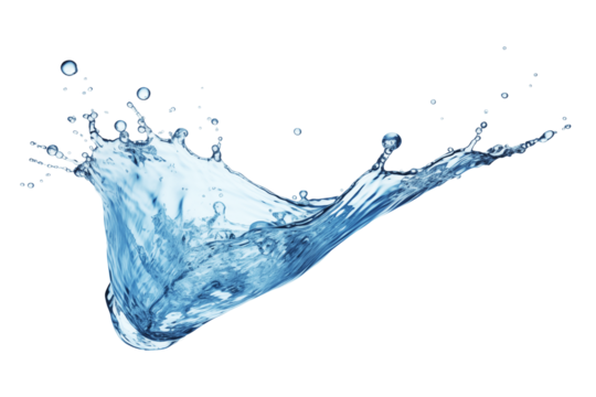 Blue water splash isolated on transparent background