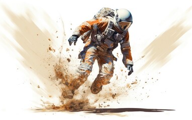an astronaut is in the air in some sand Generative AI