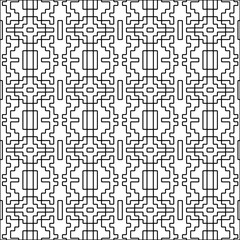 Stylish texture with figures from lines.black and white pattern for web page, textures, card, poster, fabric, textile. Monochrome graphic repeating design. Abstract background.