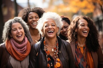Mature ladies  having fun in friendship - joyful moments