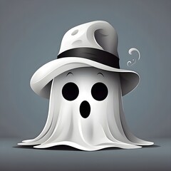Ghost with Hat in Minimalist Style Generative AI