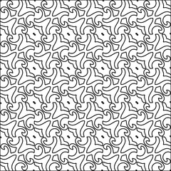 Stylish texture with figures from lines.black and white pattern for web page, textures, card, poster, fabric, textile. Monochrome graphic repeating design. Abstract background.