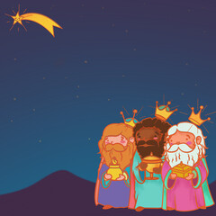 Ilustración de reyes magos para fondo