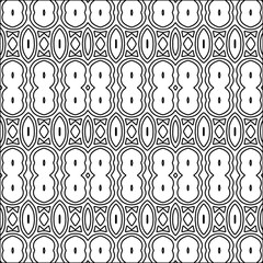 Stylish texture with figures from lines.black and white pattern for web page, textures, card, poster, fabric, textile. Monochrome graphic repeating design. Abstract background.