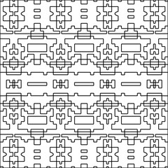 Stylish texture with figures from lines.black and white pattern for web page, textures, card, poster, fabric, textile. Monochrome graphic repeating design. Abstract background.