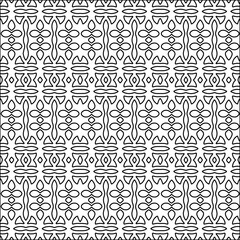 Stylish texture with figures from lines.black and white pattern for web page, textures, card, poster, fabric, textile. Monochrome graphic repeating design. Abstract background.