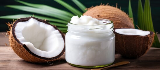 Fototapeta na wymiar Coconut oil for holistic treatment.