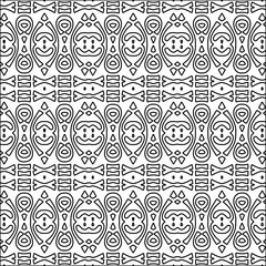 Stylish texture with figures from lines.black and white pattern for web page, textures, card, poster, fabric, textile. Monochrome graphic repeating design. Abstract background.