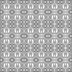 Stylish texture with figures from lines.black and white pattern for web page, textures, card, poster, fabric, textile. Monochrome graphic repeating design. Abstract background.