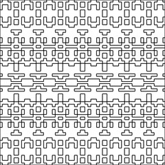 Stylish texture with figures from lines.black and white pattern for web page, textures, card, poster, fabric, textile. Monochrome graphic repeating design. Abstract background.