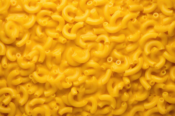 Top view of hot fresh traditional creamy cheesy macaroni and cheese