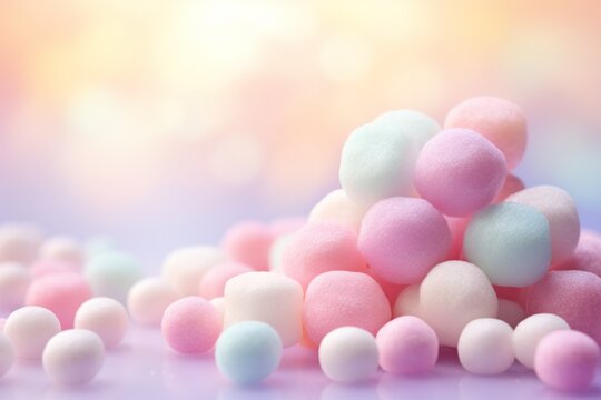 Colorful pastel sugar candies on gradient background. Sweet food and taste.