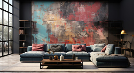 Big modern designed sofa in apartment