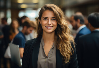 Female blond real estate manager 