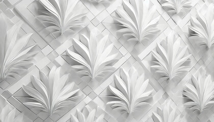 White paper background with three-dimensional tropical floral theme