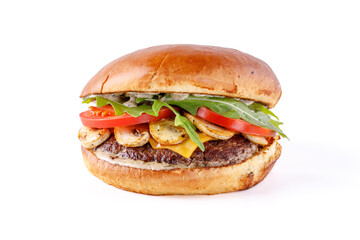 fresh appetizing burger on white background for food delivery site 1