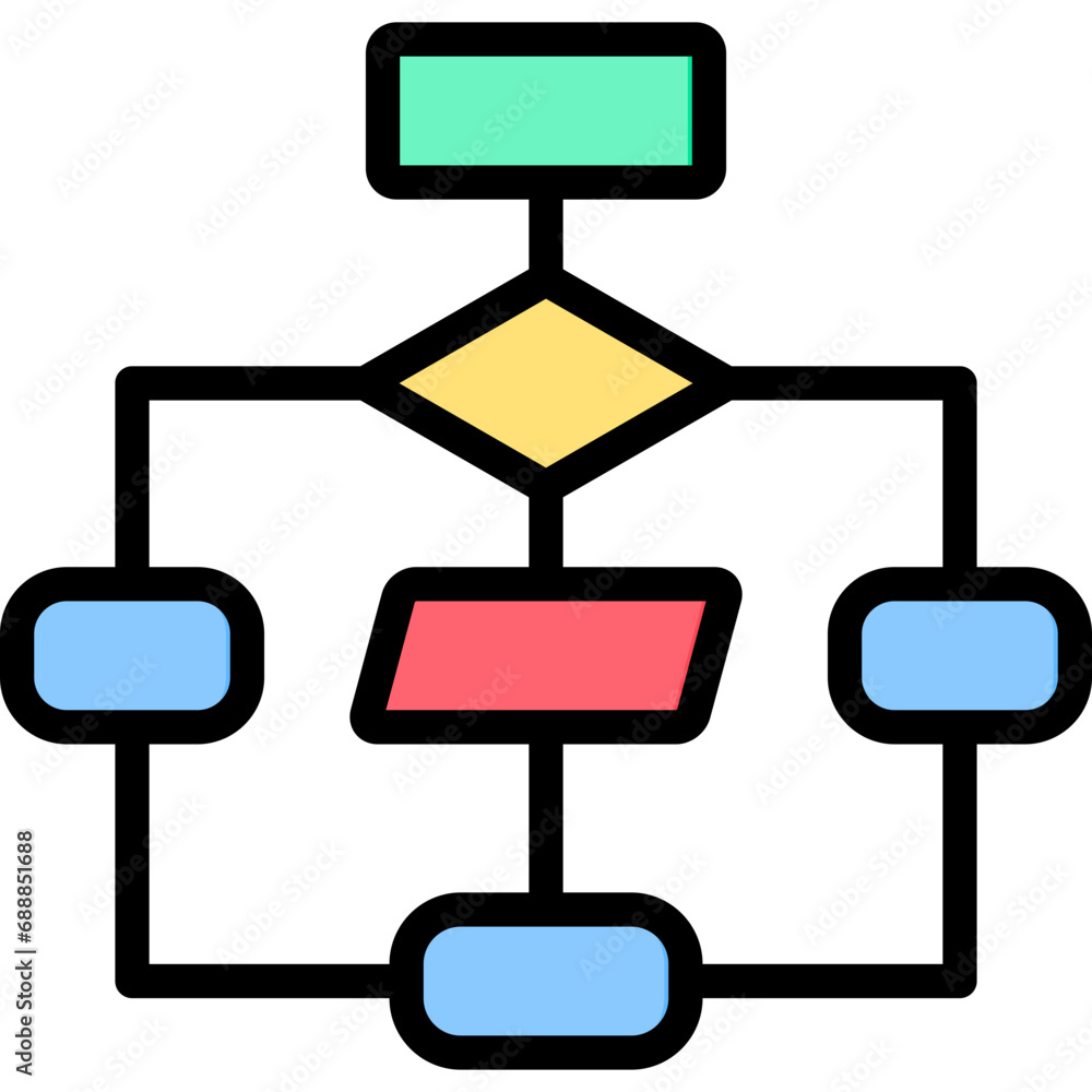 Poster flowchart outline color icon