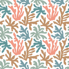 Matisse-inspired modern abstract organic algae background in pastel colors.