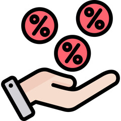 Discount Outline Color Icon