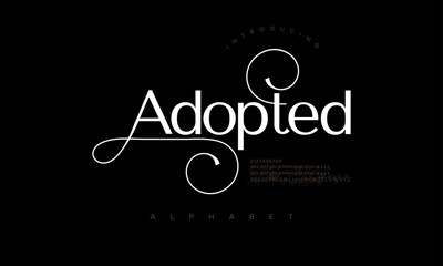 Adopted premium luxury elegant alphabet letters and numbers. Elegant wedding typography classic serif font decorative vintage retro. Creative vector illustration