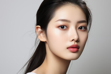 Fototapeta premium Skincare model. Makeup Model. Korean woman model with glowing skin. Skincare model.