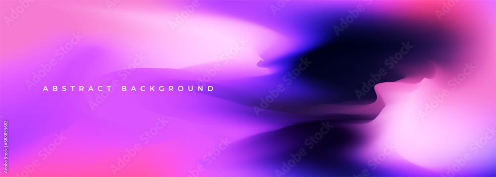 Poster Bright multicolored holographic wide background. Abstract liquid colorful gradient creative banner. Blurred soft blend color gradation minimalist background. Vector illustration.