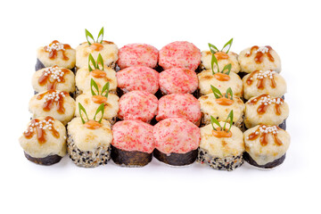 fresh appetizing baked rolls on a white background for food delivery site 5