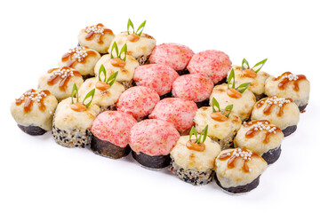 fresh appetizing baked rolls on a white background for food delivery site 6