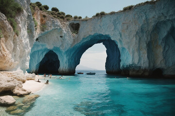 Fototapeta premium Blue caves on Zakynthos island - Greece