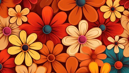 A vintage groovy flower pattern,different shapes  background  