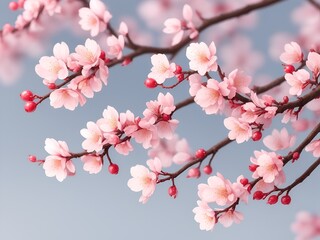 cherry blossom branch, close-up