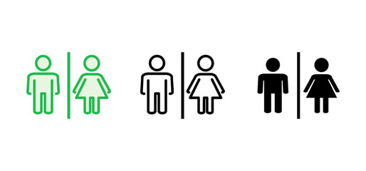 Toilet icon set. restrooms icon vector. bathroom sign. wc, lavatory