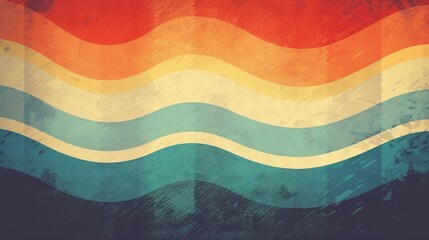 vintage grunge retro texture  background with colorful stripes and waves , nostalgic design