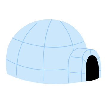 Cute cartoon style illustration of an igloo. Arctic house from ice blocs.