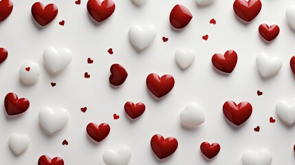 Valentine's Day background made of red small hearts, top view. Red hearts background, Women's Day, Wedding, Valentine's Day, Birthday. Generative ai