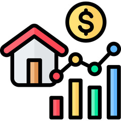 Real Estate Outline Color Icon