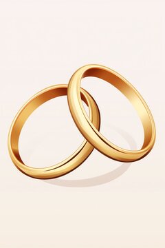 flat design of two wedding ring, simple and minimalist,