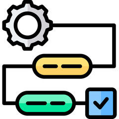 Business Process Outline Color Icon