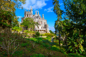 The 16th century Renaissance style Quinta da Regaleira nanor and palace and grounds at Sintra,...