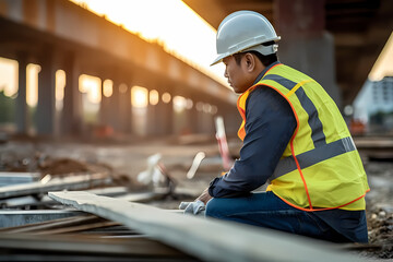 Asian Male construction engineer