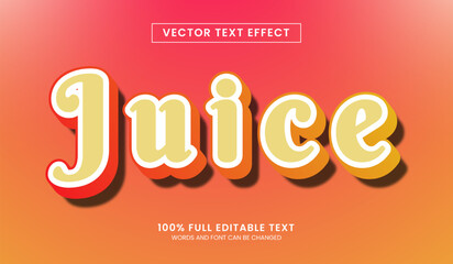 Design editable text effect, juice text vector illustration