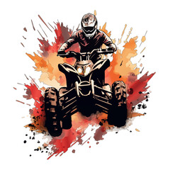 Person riding on a four wheeler ATV grosser,  illustration against white background ¥ © Tanja Mikkelsen 