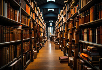 Closeup of library aisle