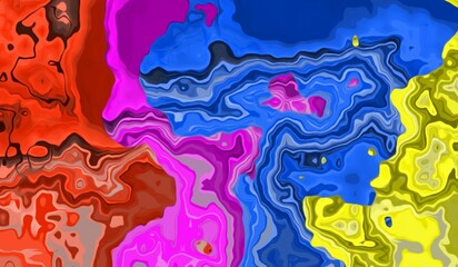 Liquid waves. Digitally generated image composed of extruded color textures and suitable for business, social media, web or tecnology. Abstract backdrop illustration. NOT AI.