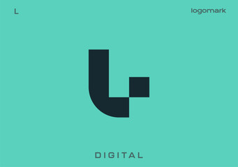 simple and minimal logo letter L with digital symbol