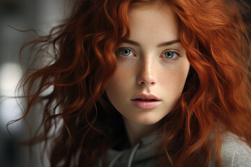 Naklejka premium Portrait of red hair girl