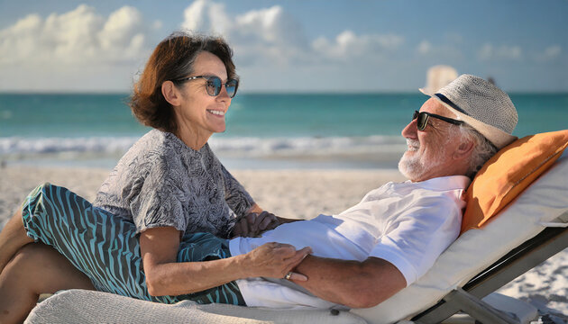 coppia persone anziane spiaggia relax mare 