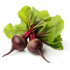 Fresh Beetroot with Leaves on White Background. Generative ai