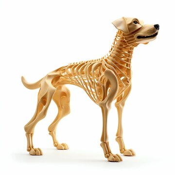 Anatomical Model of a Dog Skeleton Isolated on White Background. Generative ai